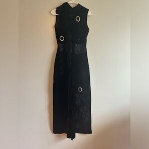 Velvet Jumpsuit w/ Cutouts, Size Small